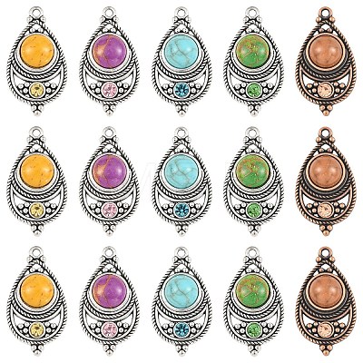 Bohemian Dyed Synthetic Turquoise Pendants FIND-YWC0003-02AB-01-1