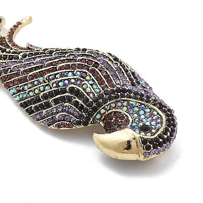 Parrot Alloy Rhinestone Brooches JEWB-Q006-03B-1