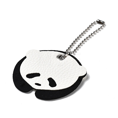 Imitation Leather Panda Pendant Decorations HJEW-M006-01-1