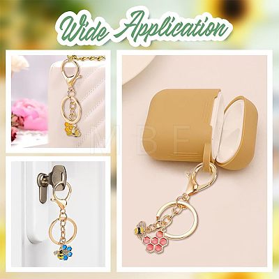  4 Sets Alloy Enamel Pendants Keychains KEYC-NB0001-36-1