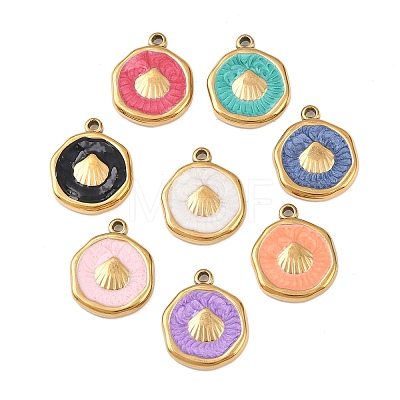 304 Stainless Steel Enamel Pendants STAS-P425-01G-05-1