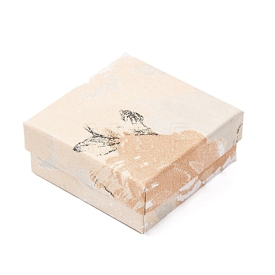 Floral Oil Painting Print Square Cardboard Jewelry Boxes CBOX-A010-01A-07-1