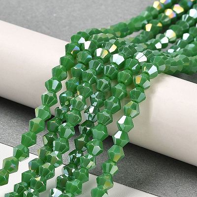 Opaque Solid Color Electroplate Glass Beads Strands GLAA-F029-P4mm-A08-1