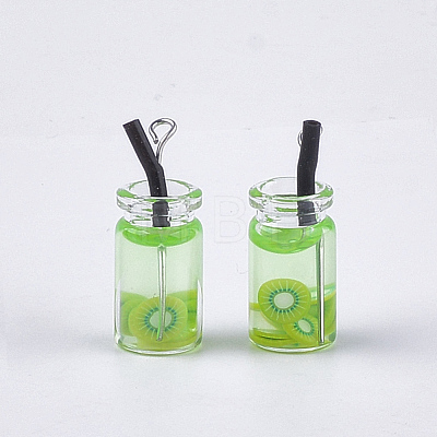 Glass Bottle Pendants X-CRES-N017-06F-1