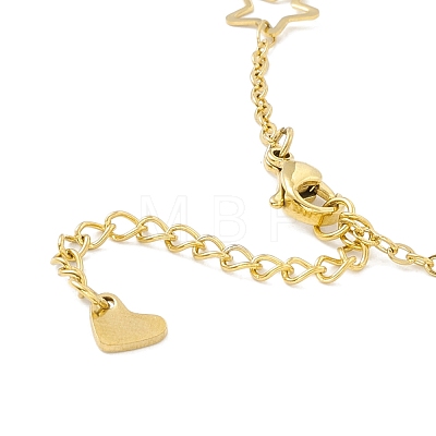 Vacuum Plating 304 Stainless Steel Moon and Star Link Anklet with Cable Chains for Women STAS-E001-22G-1