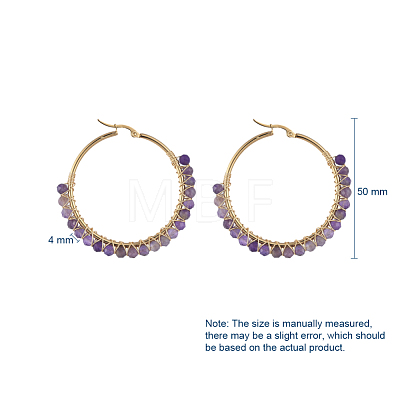 Beaded Hoop Earrings X-EJEW-JE03830-02-1