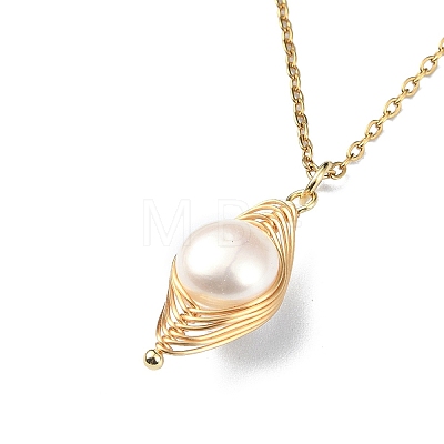Natural Pearl Pendant Necklace NJEW-JN04309-1