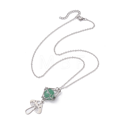 Natural Green Aventurine Interchangeable Holder Pendant Necklace for Women NJEW-JN04631-01-1