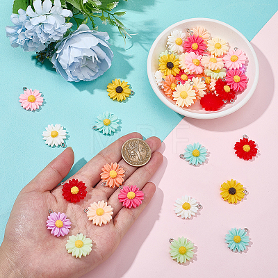 44Pcs 11 Colors Opaque Resin Pendants RESI-SC0006-81-1