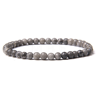 4mm Round Natural Map Stone Beads Bracelet for Men LS-KG3069-21-1