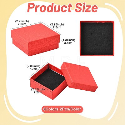 12Pcs 6 Colors Square Cardboard Necklace Boxes CBOX-FS0001-11-1