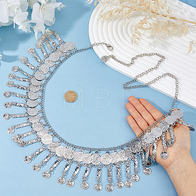 Bohemian Alloy Coin Tassel Waist Chains AJEW-WH0596-933P-1