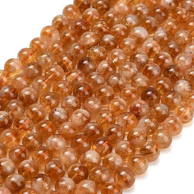 Hearted Natural Citrine Beads Strands G-L663-A02-8mm-1