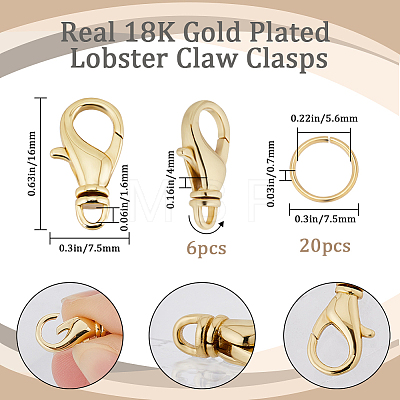 Beebeecraft 6Pcs Brass Swivel Lobster Claw Clasps DIY-BBC0001-51-1
