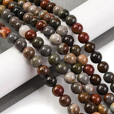 Natural Picture Jasper Beads Strands G-H037-A01-02-1