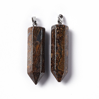 Natural Bronzite Double Terminated Pointed Pendants G-G926-01P-14-1
