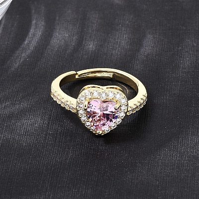 Brass Micro Pave Cubic Zirconia Cuff Open Rings CU-CBA5C10-04G-1