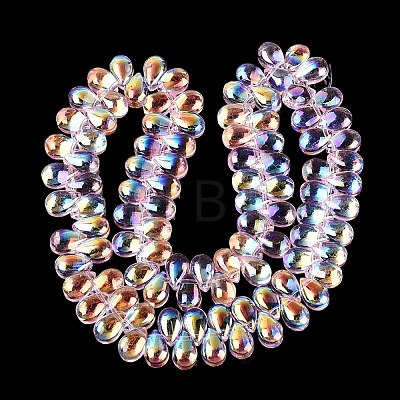 Electroplate Transparent Glass Beads Strands EGLA-N057-01A-07-1