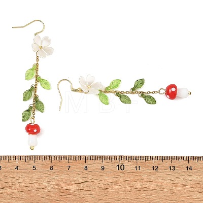 Acrylic & Handmade Lampwork & ABS Plastic Imitation Pearl Dangle Earrings EJEW-JE07512-1