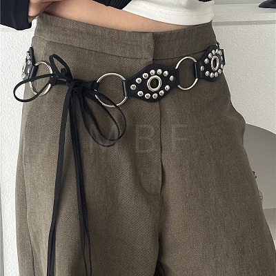 Alloy with Imitation Leather Eye Link Knot Tie Chain Belts for Women FS-WG2C858-01-1