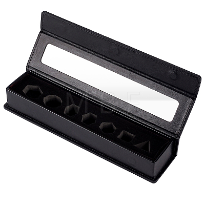 7-Slot Imitation Leather Dice Organizer Boxes with Magnetic Visible Window Lid ODIS-WH0079-105B-1