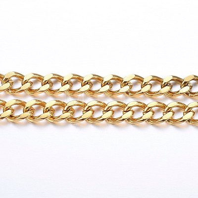 3.28 Feet Ion Plating(IP) 304 Stainless Steel Cuban Link Chains X-CHS-H020-06G-1