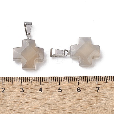 Natural Grey Agate Pendants G-K359-02P-03-1