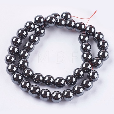 Non-Magnetic Synthetic Hematite Beads Strands G-H1624-10mm-1-1