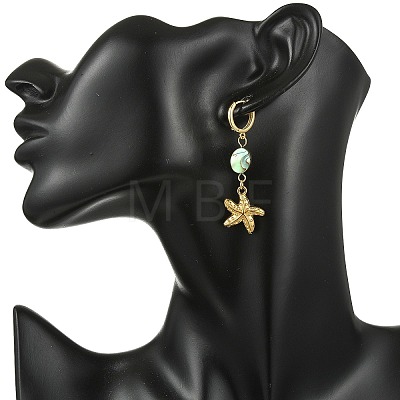 Ocean 304 Stainless Steel and Paua Shell Dangle Earrings EJEW-JE07109-02-1