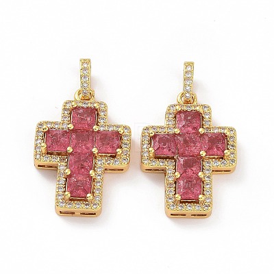 Brass Micro Pave Clear Cubic Zirconia Pendants ZIRC-F135-24G-B-1