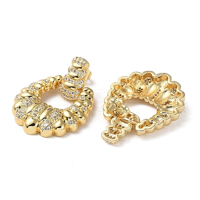 Rack Plating Brass Micro Pave Cubic Zirconia Dangle Stud Earrings EJEW-M230-04G-1