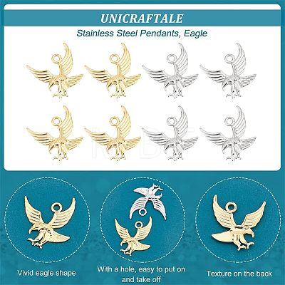 Unicraftale 12Pcs 2 Colors 304 Stainless Steel Pendants STAS-UN0038-77-1