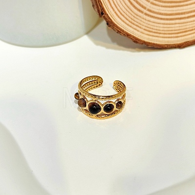 Natural Tiger Eye Finger Rings WG00F31-03-1