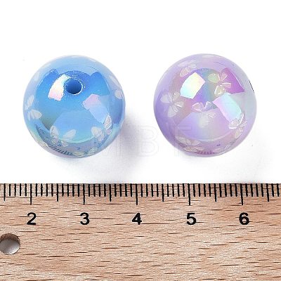 Printed & UV Plating Rainbow Iridescent Acrylic Beads OACR-O008-01-1