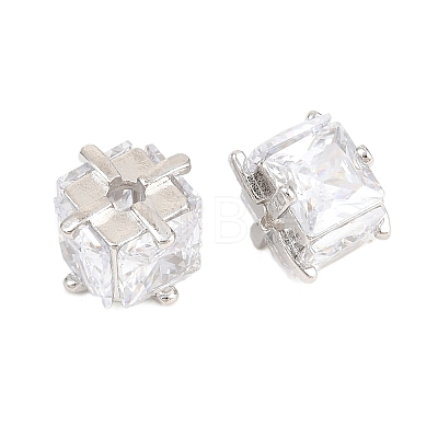 Brass Clear Cubic Zirconia Beads KK-B186-21C-P-1