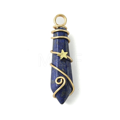 Natural Mixed Stone Pointed Pendants PALLOY-JF02803-01-1