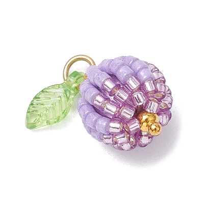 Glass Seed Beaded Berry Fruit Pendants PALLOY-MZ00729-03-1