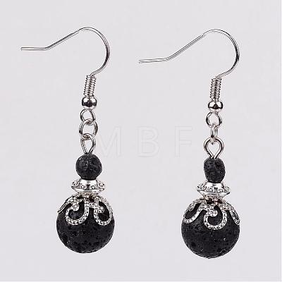 Natural & Synthetic Mixed Stone Bead Dangle Earrings EJEW-JE02144-1