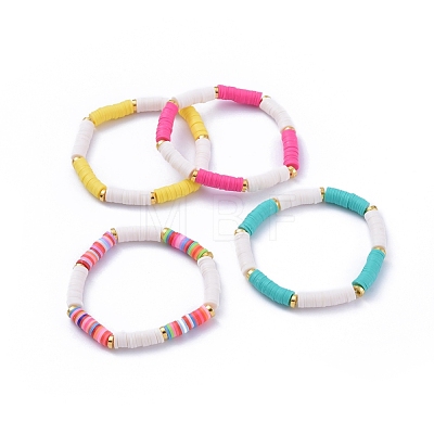 Handmade Polymer Clay Heishi Beads Stretch Bracelets BJEW-JB05091-1