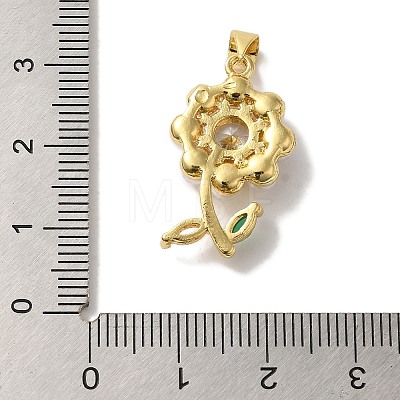 Flower Rack Plating Brass Clear Glass Pendants KK-U027-30G-1