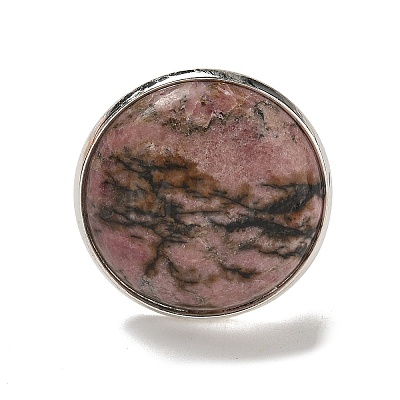 Natural Rhodonite Round Adjustable Rings RJEW-K371-09S-30-1