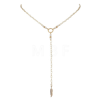 Brass Chain Lariat Necklaces NJEW-JN04920-1
