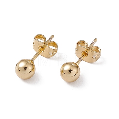 Rack Plating Brass Round Ball Stud Earrings for Women EJEW-F294-08B-G-1