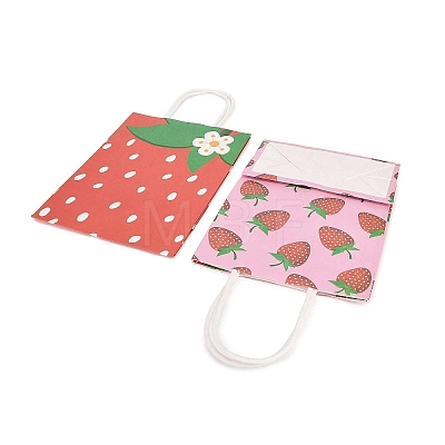 2 Styles Strawberry Print Paper Gift Bags with Handles TH-CBA170C-07-1