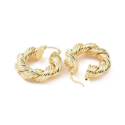Brass Twist Rope Shape Hoop Earrings for Women EJEW-F303-07G-1