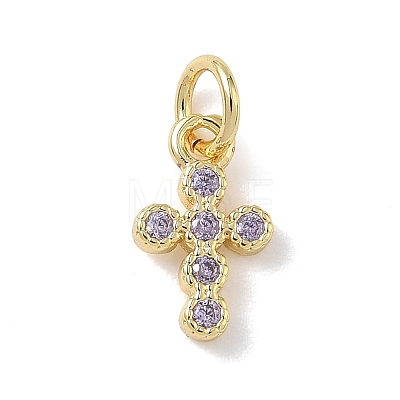 Brass Micro Pave Cubic Zirconia Charms KK-L268-015G-B-1