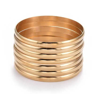 Fashion 201 Stainless Steel Bangle Sets BJEW-L664-024B-G-1-1