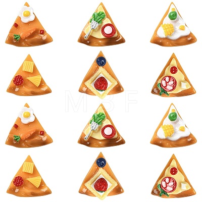 30Pcs 6 Styles Opaque Resin Pizza Cabochons RESI-CJ0005-41-1