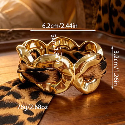 Alloy & Leopard Print Silk Scarf Bangles for Women WG25FD5-01-1