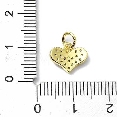 Heart Theme Brass Micro Pave Cubic Zirconia Charms KK-H475-56G-06-1